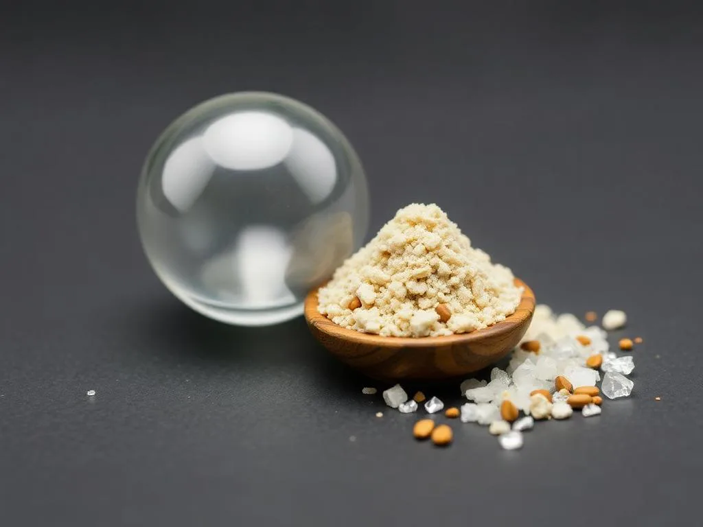 Illustration der wichtigsten Mineralien, ihrer Funktionen im Körper und natürlichen Quellen wie Obst, Gemüse und Nüsse.